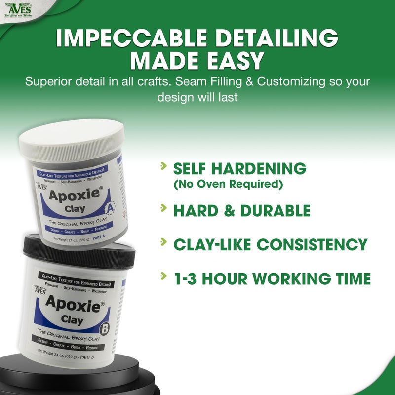 Aves Apoxie Clay - 2 Part (A & B) Self Hardening, Modeling Clay - 3 Pound White Apoxie Clay - Image 5